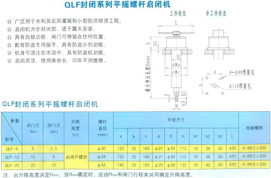QLF封闭系列平摇螺杆启闭机